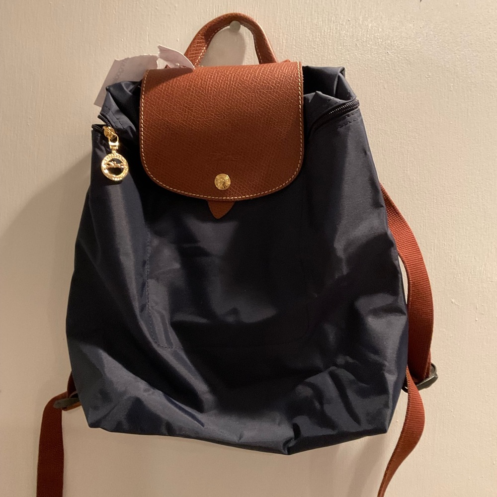 Longchamp backpack in Navy folds nicely